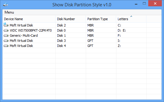 Show Disk Partition Style(̷ʽ鿴)
