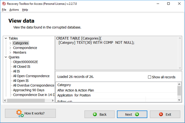 Recovery Toolbox for Access