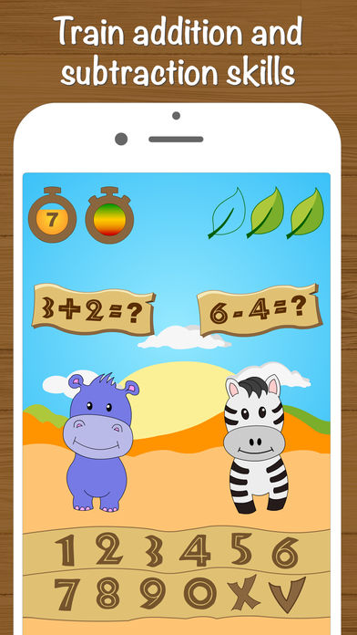 Safari Math – 加法和减法的游戏,有趣的心算的孩子和成人!