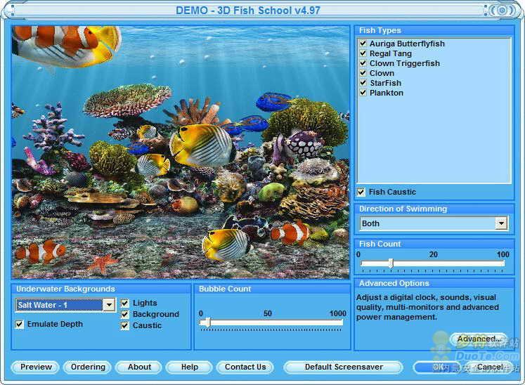 3D Fish School Screen Saver