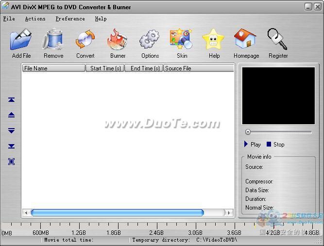 AVI DivX MPEG to DVD Converter & Burner