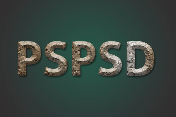 Photoshop制作个性的褐色石纹字